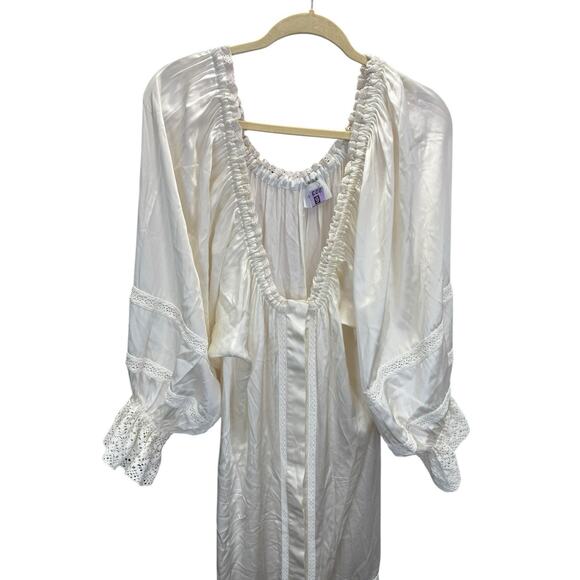 Sleeper Paloma Silk Maxi Dress White Off Shoulder Lace Trim Romantic XL - Picture 7 of 16